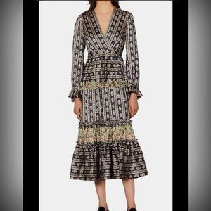 Sandro Paris Boho-Chic Tiered Midi Dress - Size 40 Brand New
